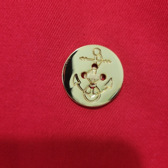 Lauren Ralph Lauren Red Cotton Cropped Double Breasted Jacket - Picture 10 of 16